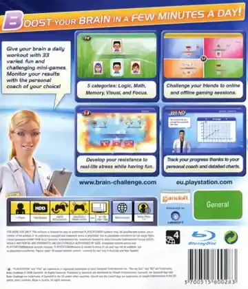 Brain Challenge (USA) (Unlock Key) box cover back